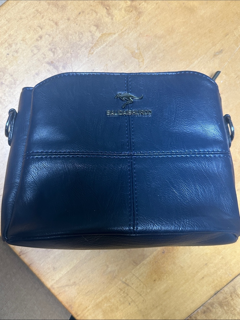 Kangaroo Brand Black Leather Crossbody Bag for Men